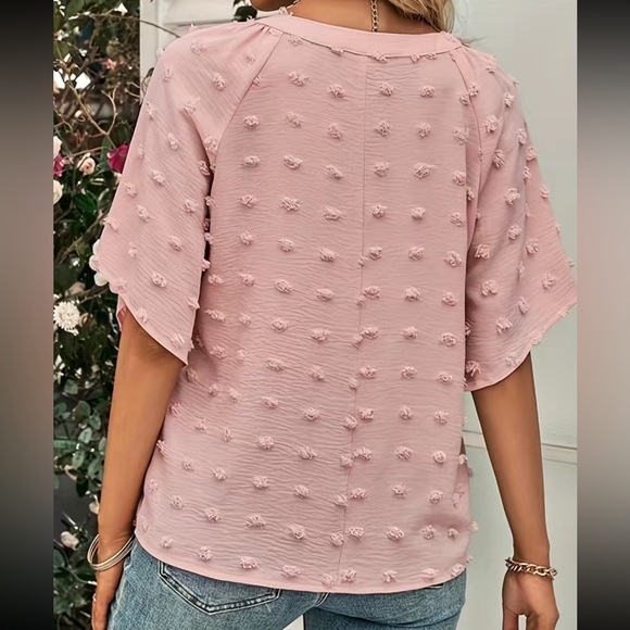 Boho V neck Swiss dot blouse - Picture 15 of 16